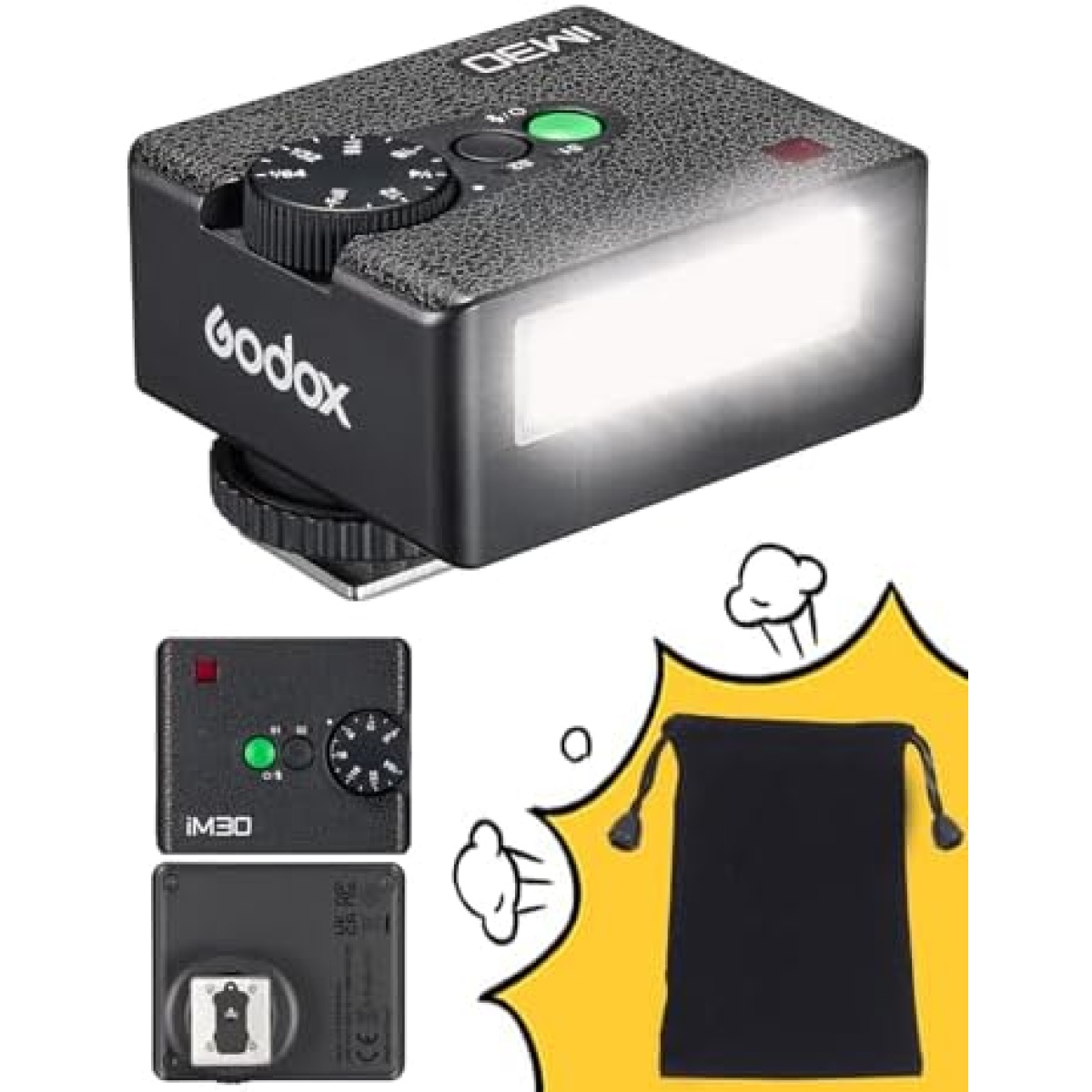 Godox Flash Godox iM30 Mini Flash – Camera Flash GN 15, 7 Power Levels, IM 30