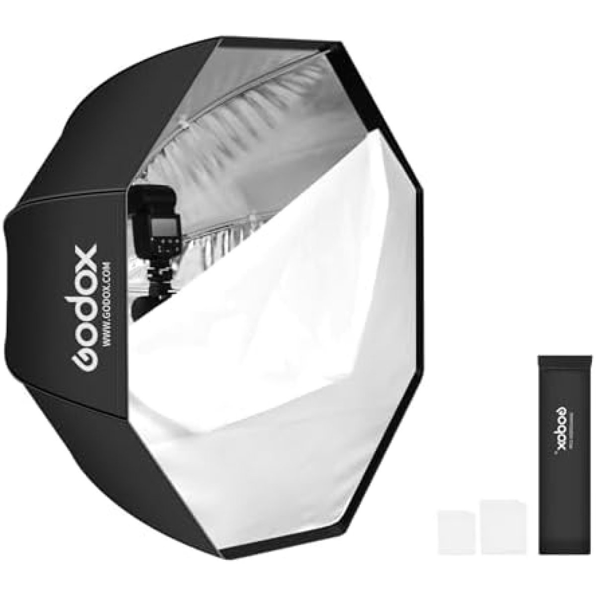 Godox 31.5″ / 80cm Octagon Reflective Umbrella Soft Box Silver with Carrying Bag